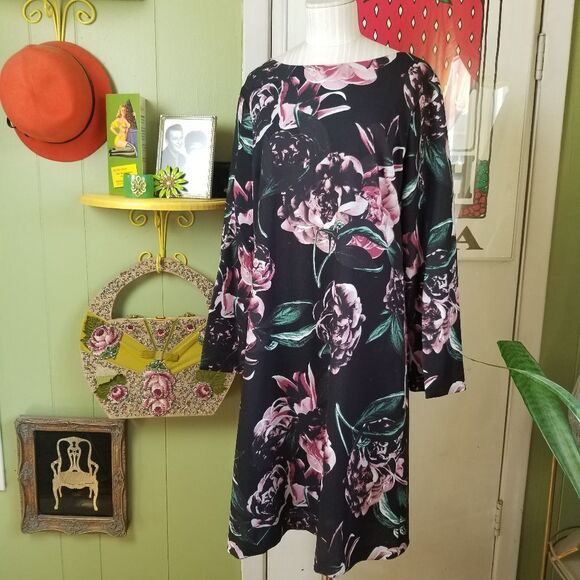 JAX Black Label Floral Dress L/S sz 12 - Picture 1 of 9
